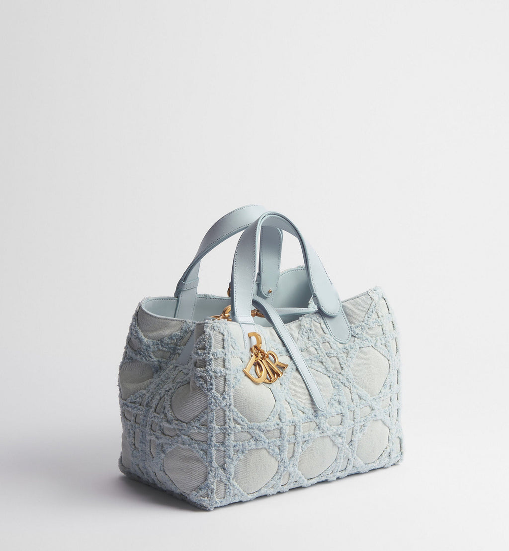 Women's Medium Toujours Bag With Blue Cannage Denim And Strap