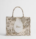 Women's Medium Book Tote With Toile de Jouy Garden Embroidery And Strap
