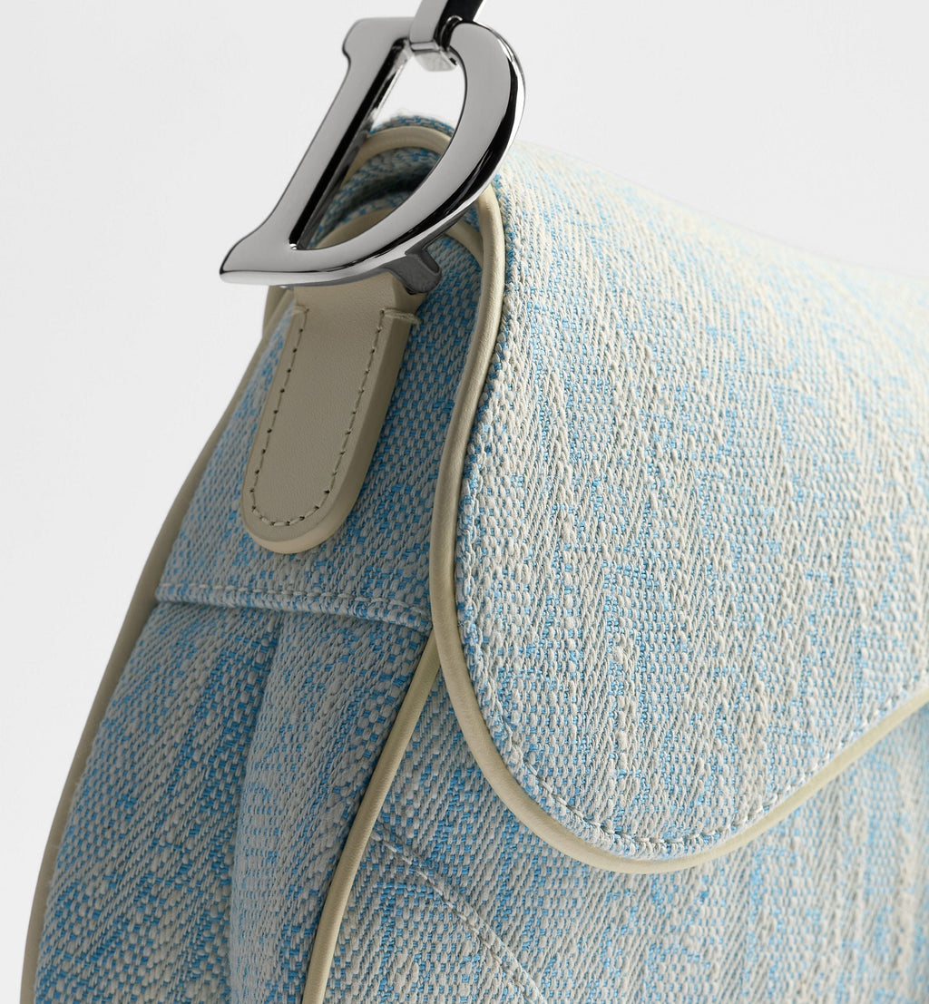 Women's Saddle Bag With Strap In Céleste Blue Washed Jacquard