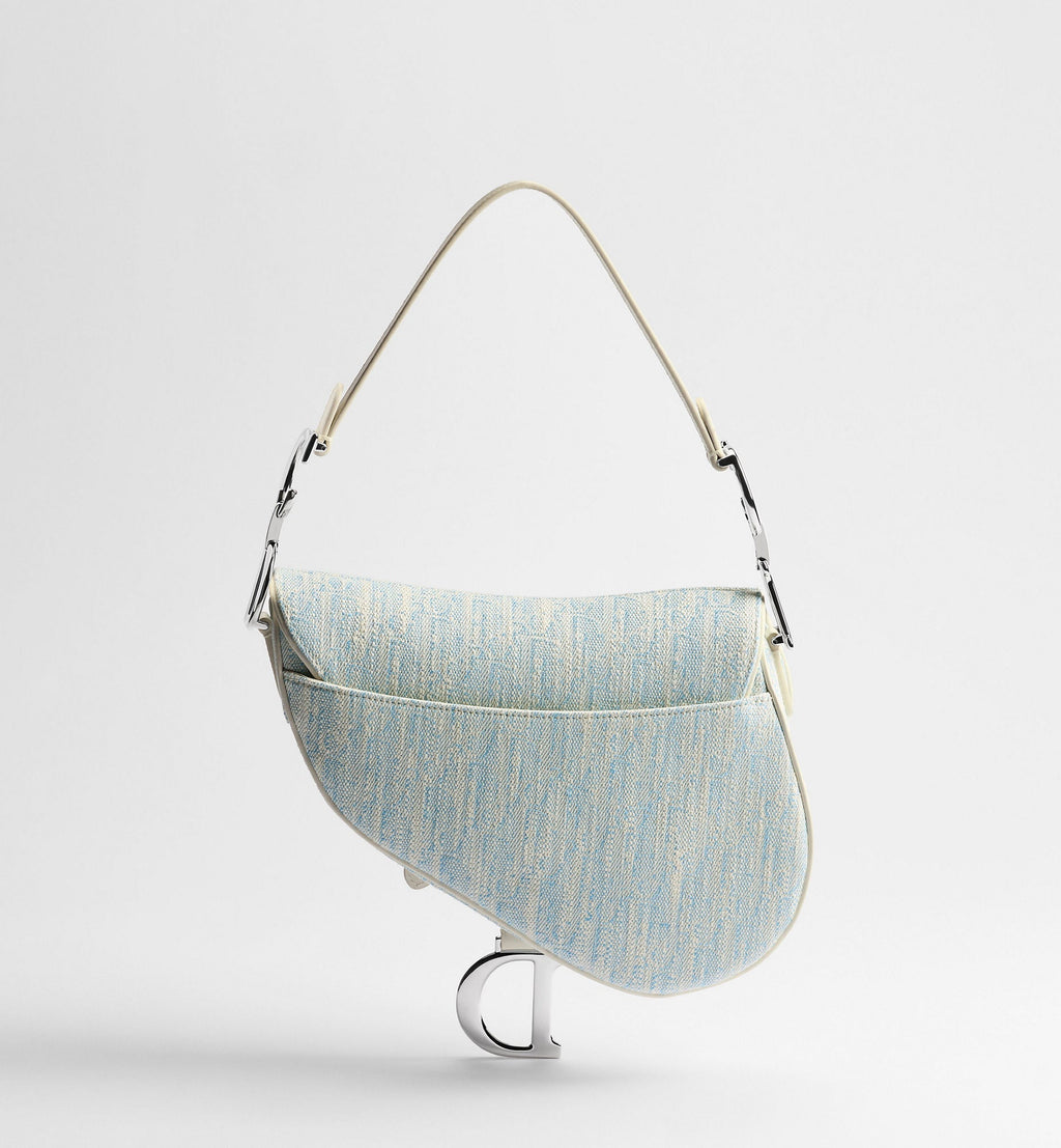 Women's Saddle Bag With Strap In Céleste Blue Washed Jacquard