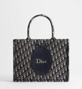 Medium Dior Book Tote With Blue Oblique Jacquard And Embroidered Médaillon