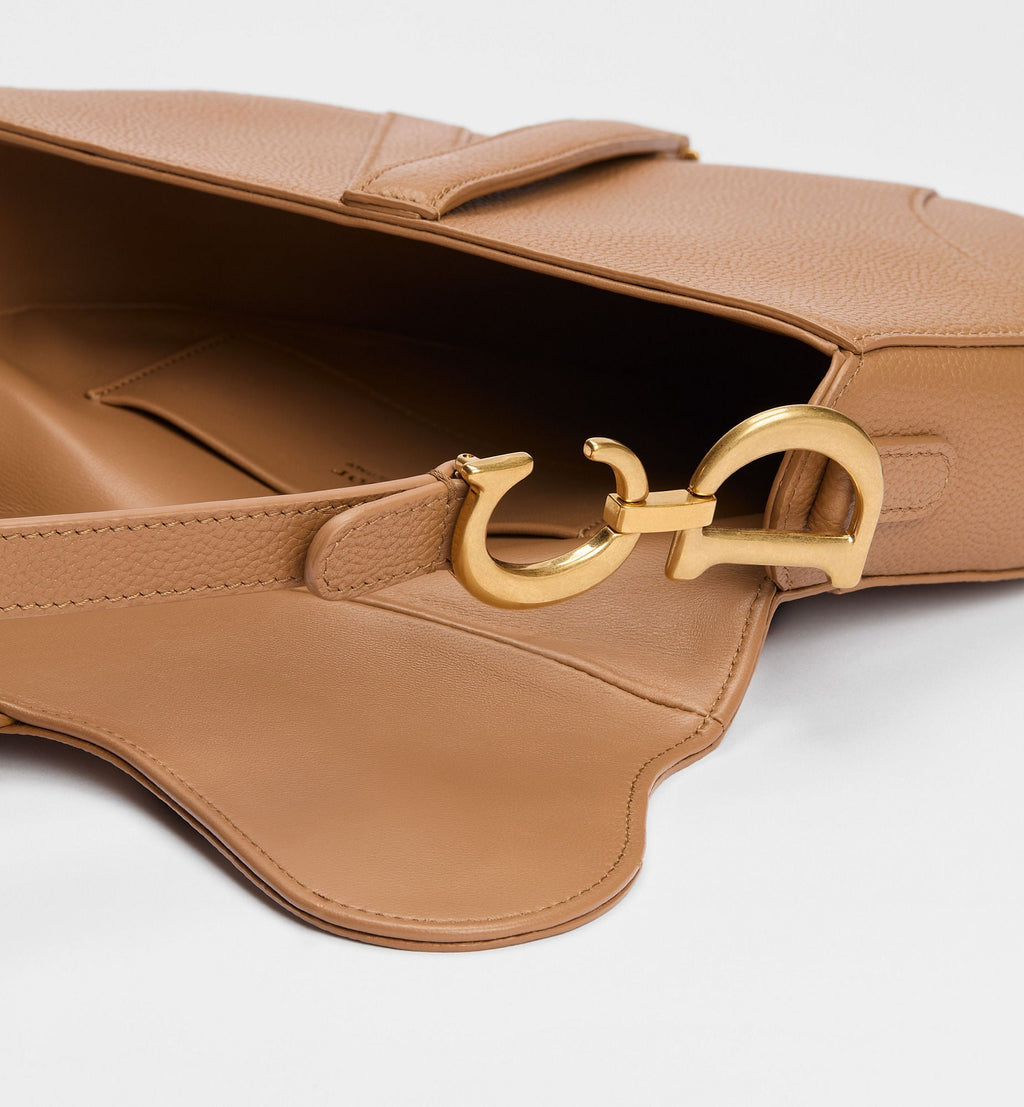 Women's Small Saddle Bag With Camel Grained Calfskin And Strap