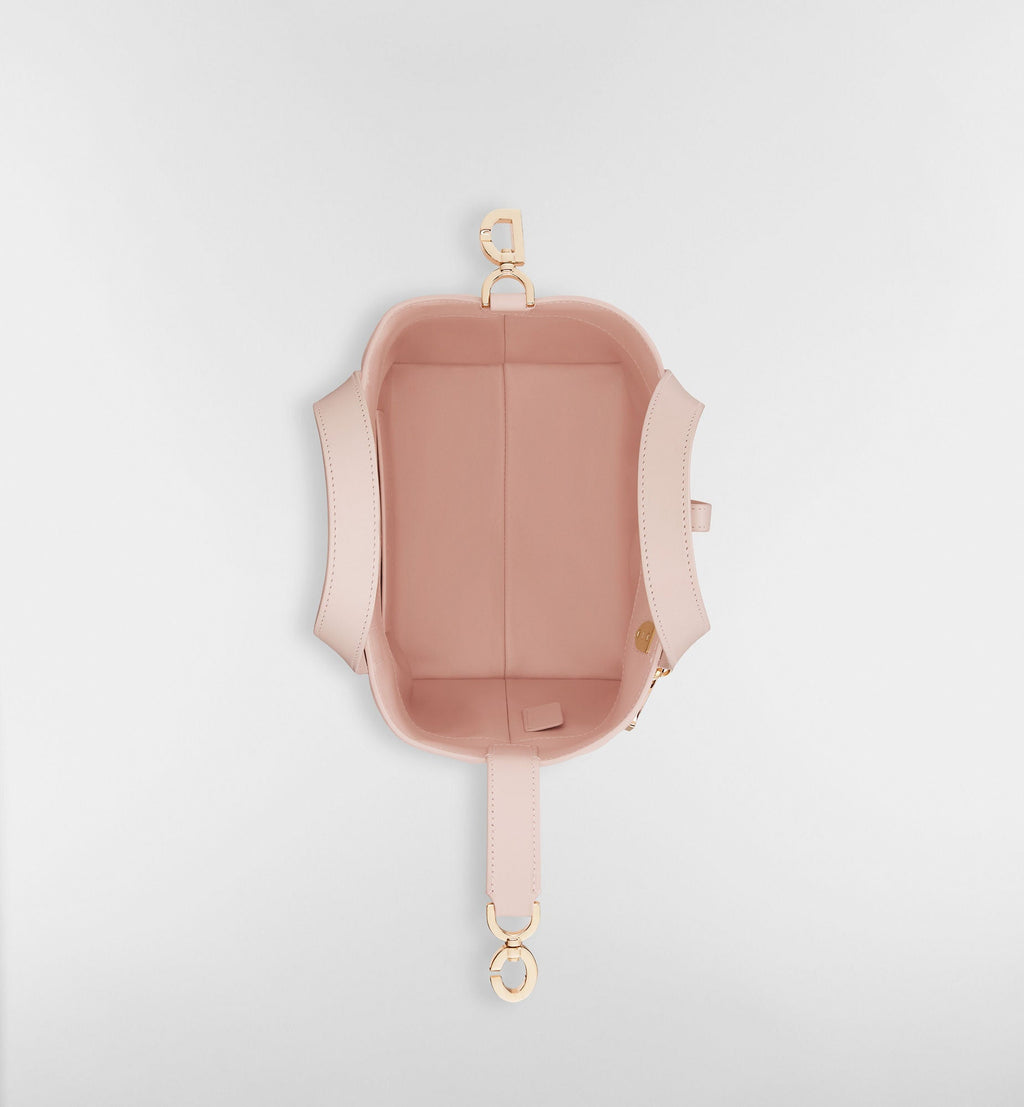 Women's Small Toujours Vertical Tote Bag With Powder Pink Macrocannage Calfskin And Strap