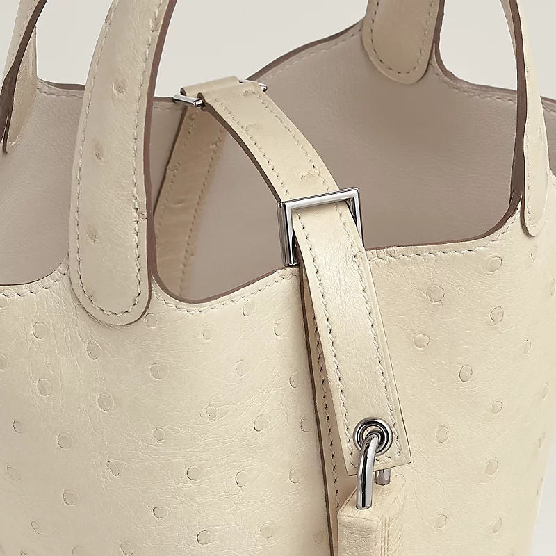 Women's Picotin Lock Micro Bag With Boreale Ostrich And Palladium Plated Lock Closure