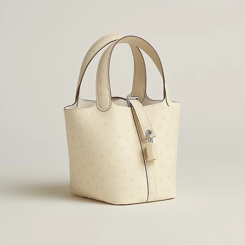 Women's Picotin Lock Micro Bag With Boreale Ostrich And Palladium Plated Lock Closure