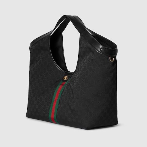 Large Tote Bag With GG Canvas And Leather Trim