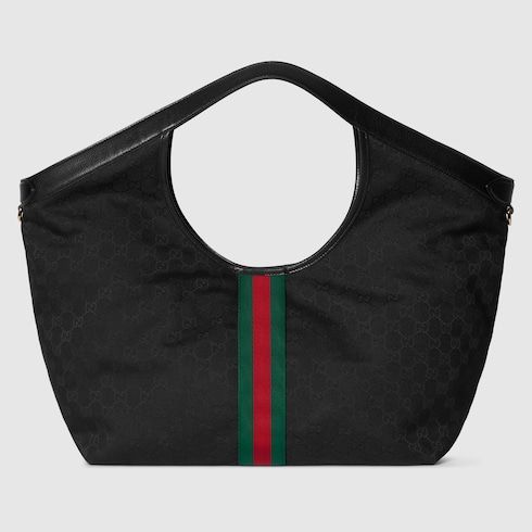 Large Tote Bag With GG Canvas And Leather Trim