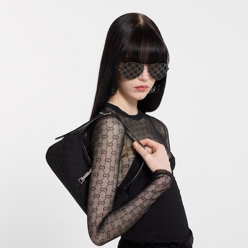 Women's Medium Jackie Slim Shoulder Bag With GG Canvas And Piston Closure