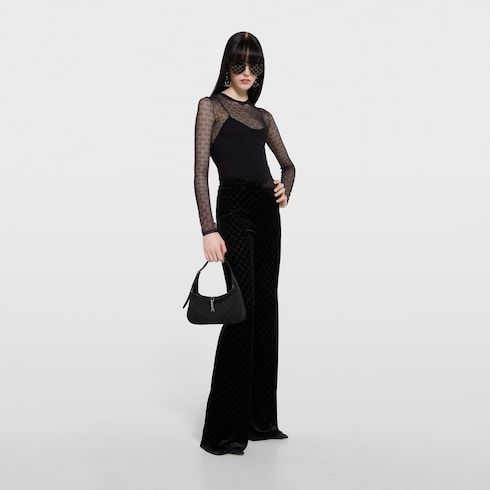 Women's Medium Jackie Slim Shoulder Bag With GG Canvas And Piston Closure