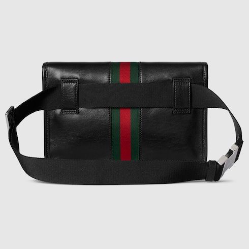 Small Belt Bag With Web And Leather