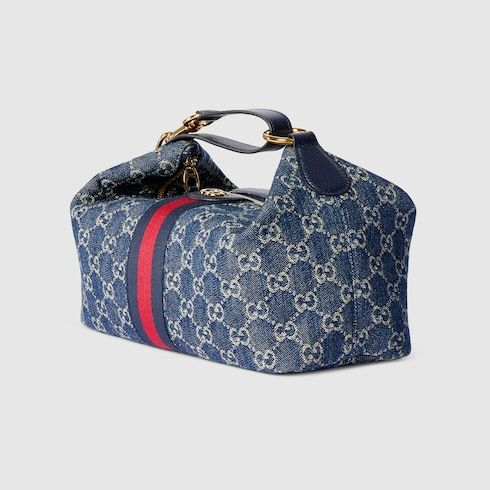 Women's Medium Vanity Top Handle Bag With Canvas And Leather Trim