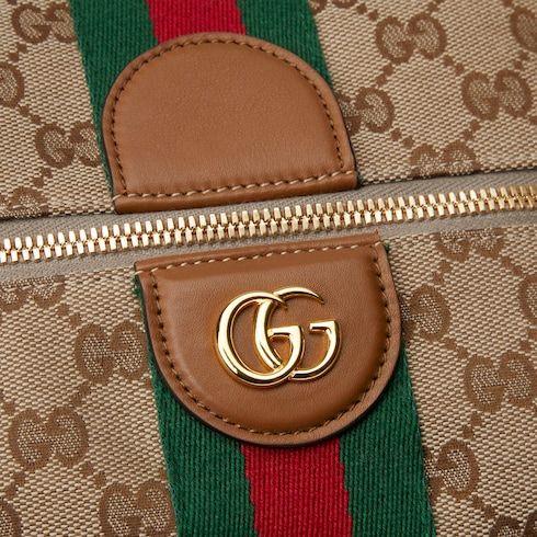Medium Vanity Top Handle Bag With GG Canvas And Leather Trim