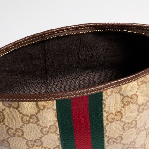 Small Pouch With Strap And Web GG Coated Canvas