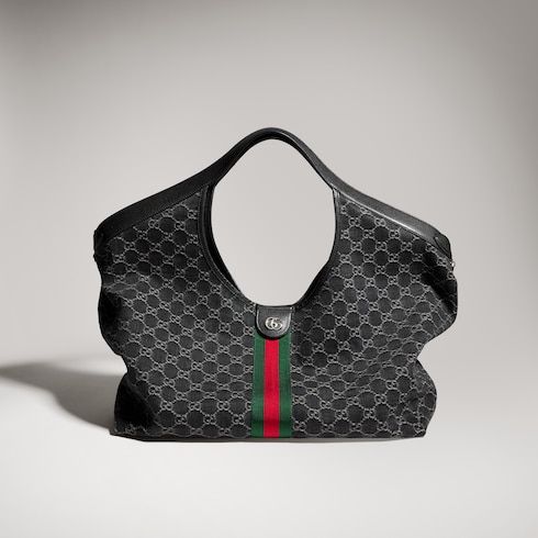Large Tote Bag With GG Denim Leather Trim