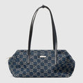 Medium Boston Bag With GG Denim And Web