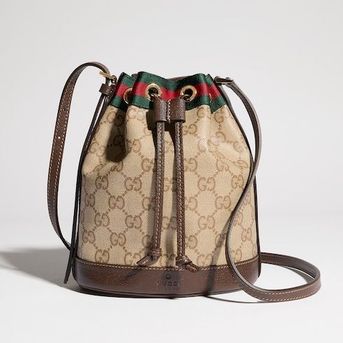 Mini Bucket Bag With Web GG Coated Canvas