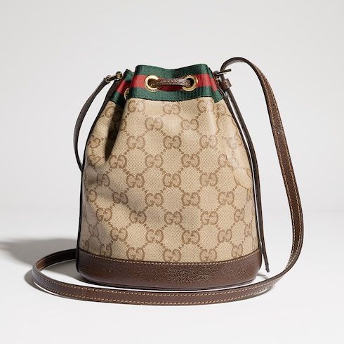 Mini Bucket Bag With Web GG Coated Canvas