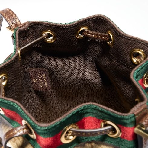 Mini Bucket Bag With Web GG Coated Canvas