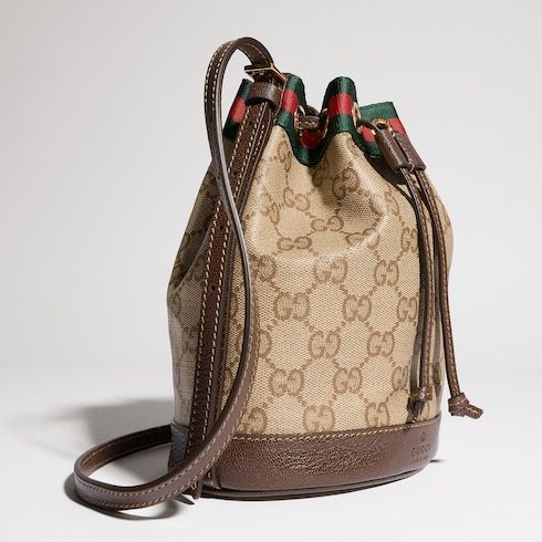 Mini Bucket Bag With Web GG Coated Canvas