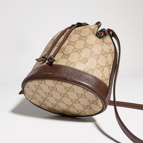Mini Bucket Bag With Web GG Coated Canvas