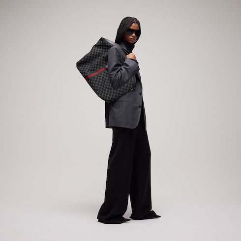 Large Tote Bag With GG Denim Leather Trim