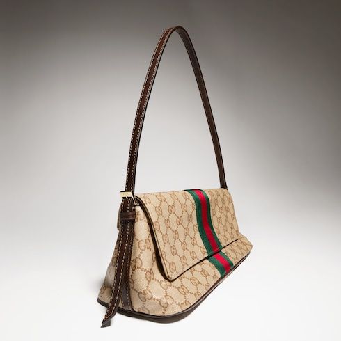 Madison Medium Shoulder Bag With Web GG Coated Canvas