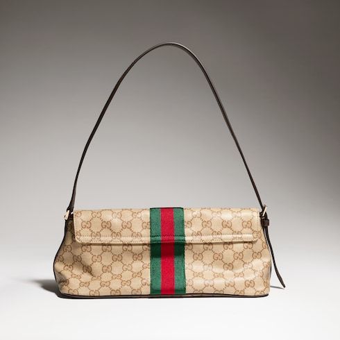 Madison Medium Shoulder Bag With Web GG Coated Canvas