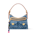 Baggy NM Blue Denim Cowhide-Leather Trim Gold-Toned Hardware