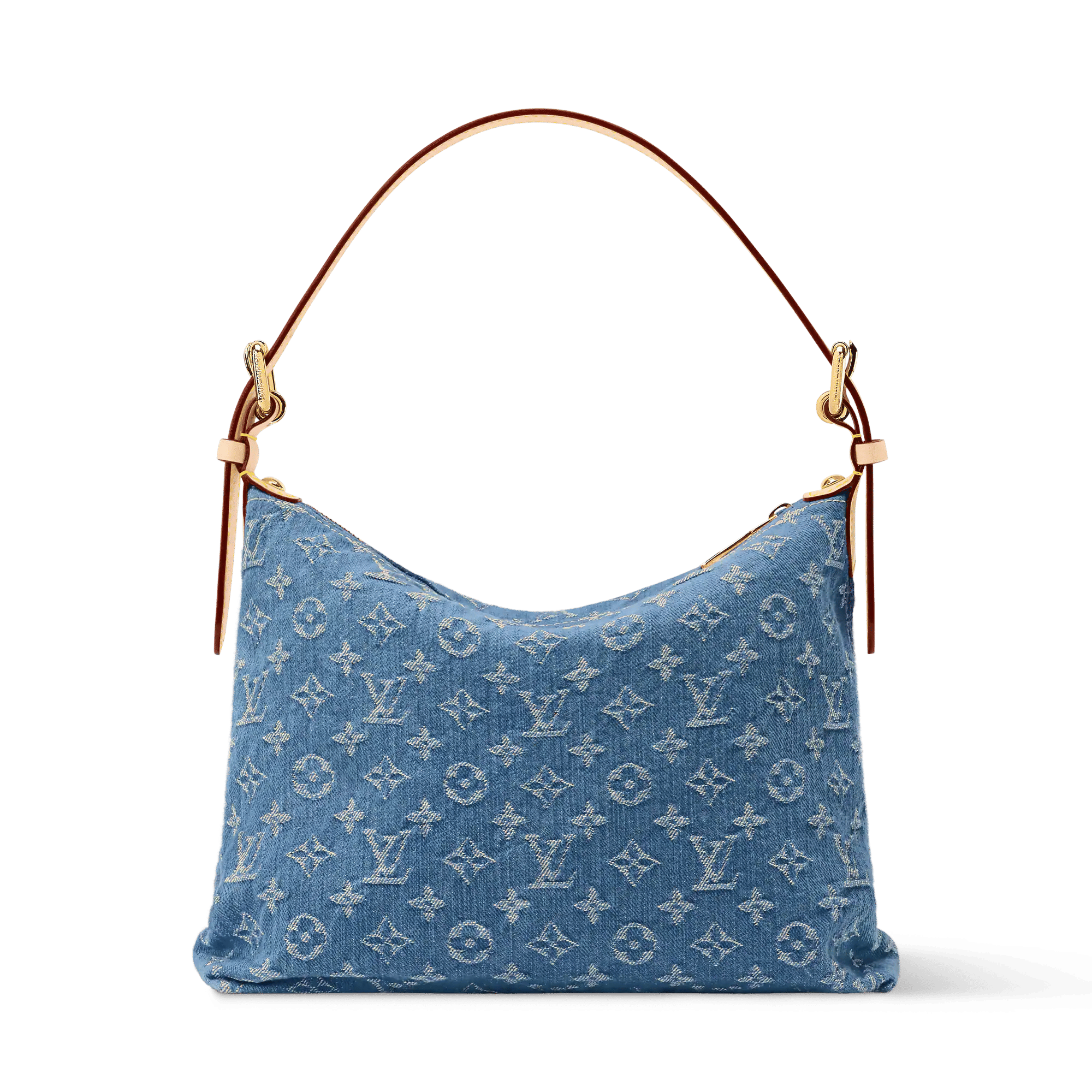 Baggy NM Blue Denim Cowhide-Leather Trim Gold-Toned Hardware