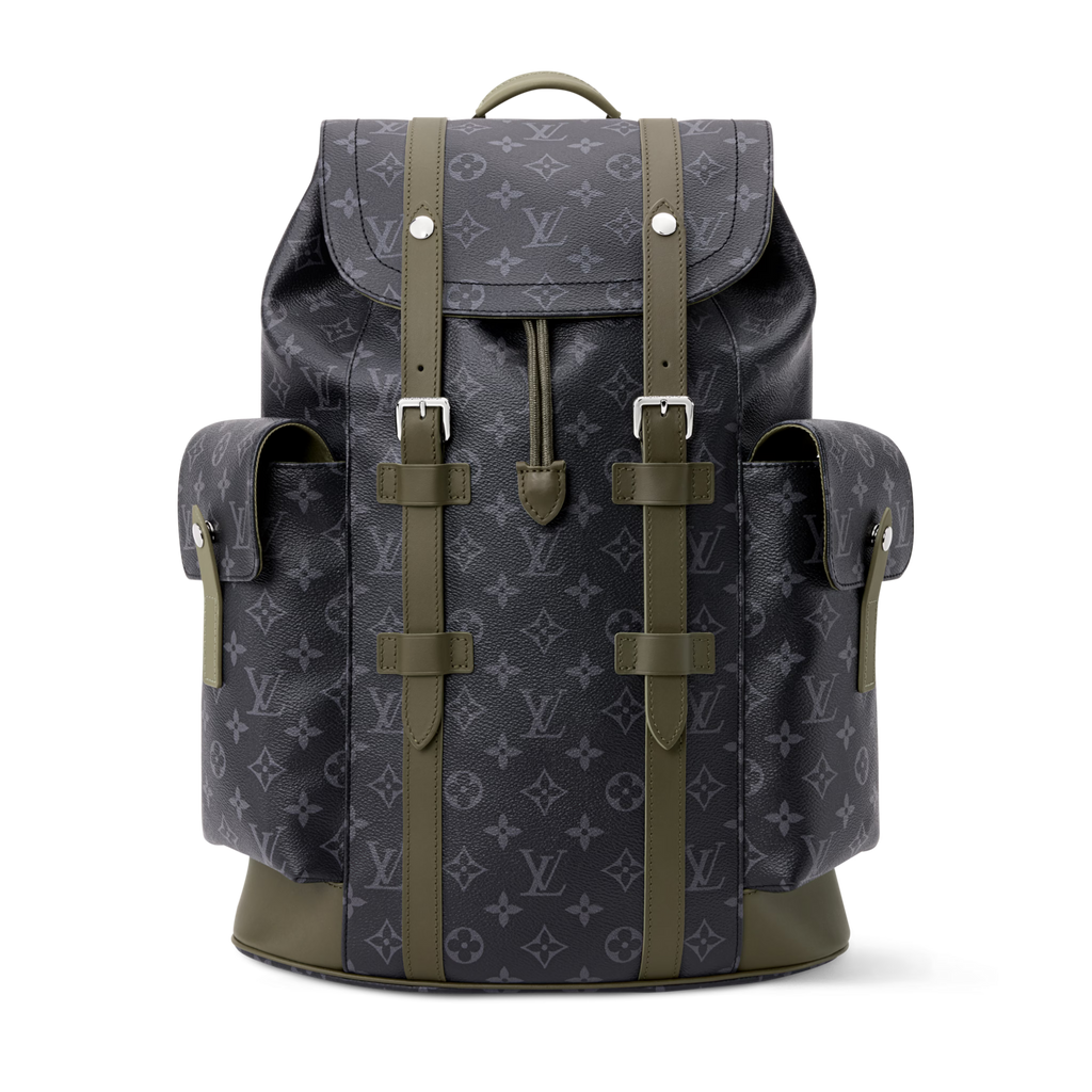 Christopher MM Monogram Eclipse Canvas Khaki Green Ruthenium-Tone Brass Hardware