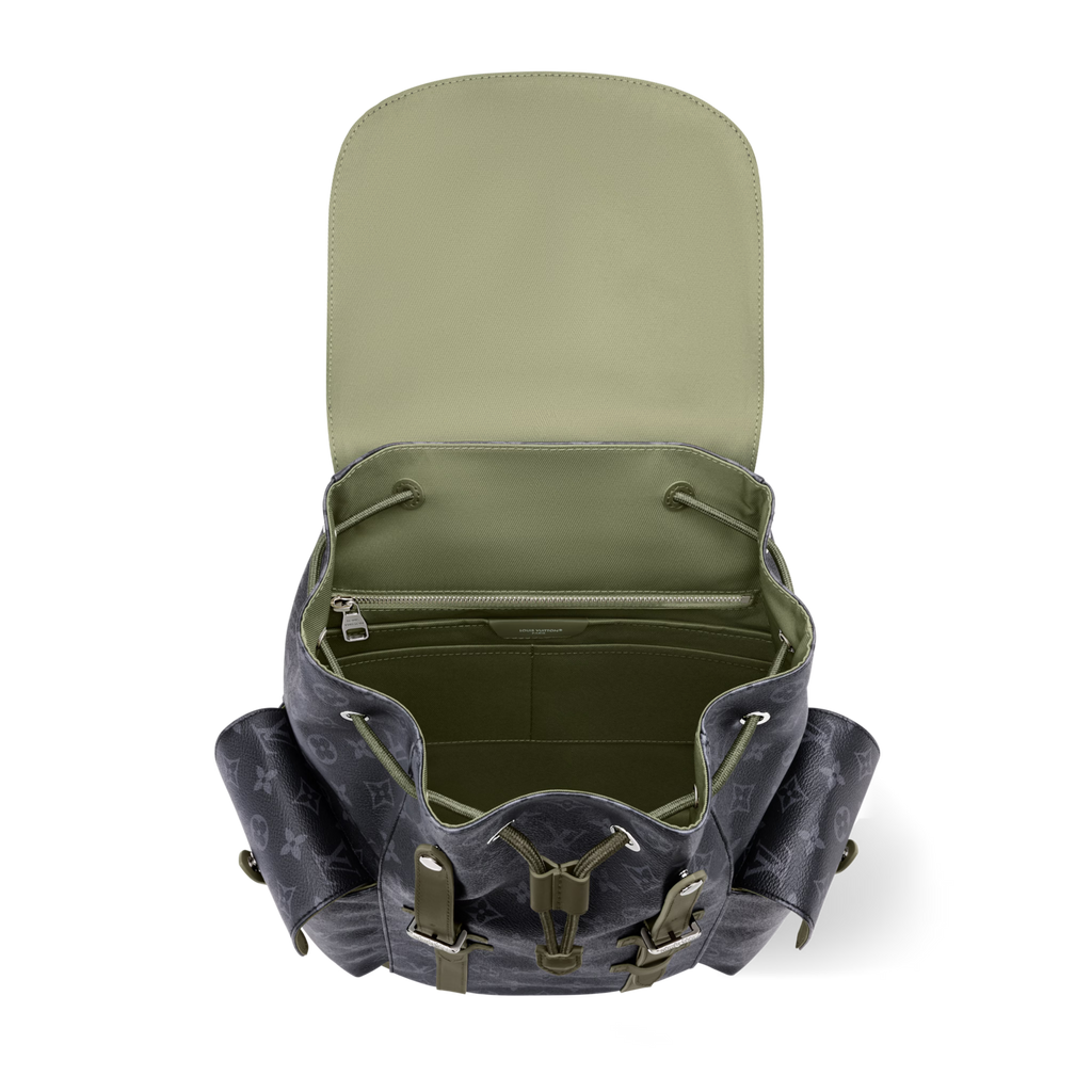 Christopher MM Monogram Eclipse Canvas Khaki Green Ruthenium-Tone Brass Hardware