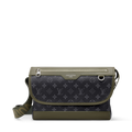 Courrier Messenger Monogram Eclipse Khaki Green Cowhide Palladium-Tone Brass