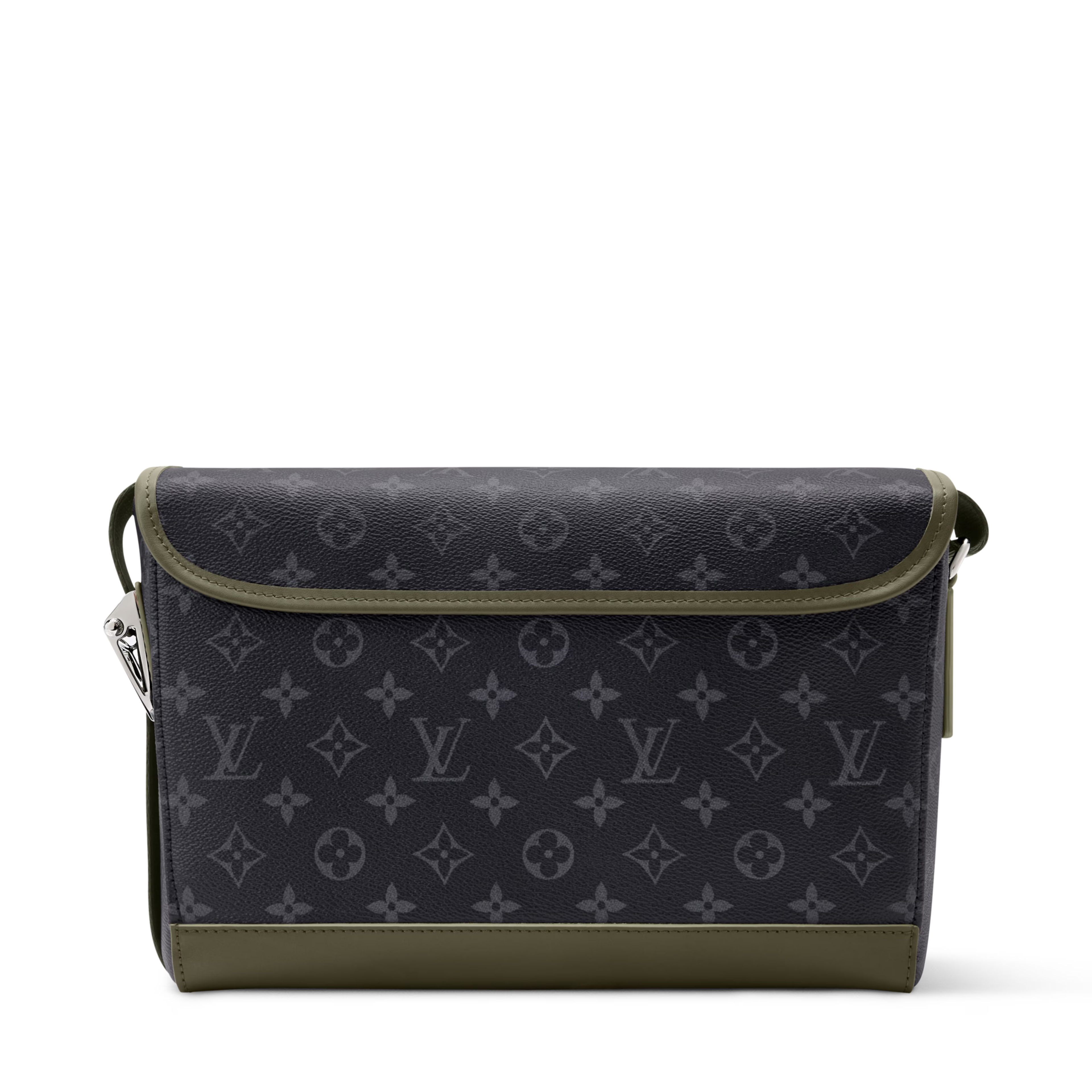 Courrier Messenger Monogram Eclipse Khaki Green Cowhide Palladium-Tone Brass