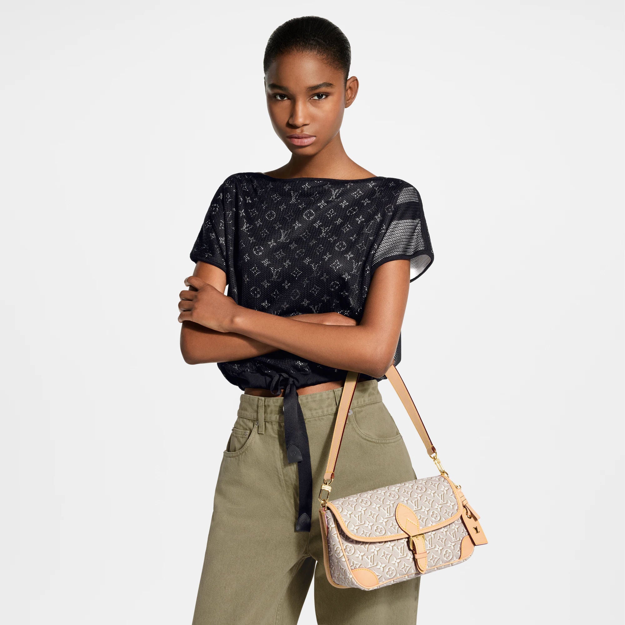 Diane PM Monogram Emblème Peuplier Jacquard Textile Gold-Toned Hardware
