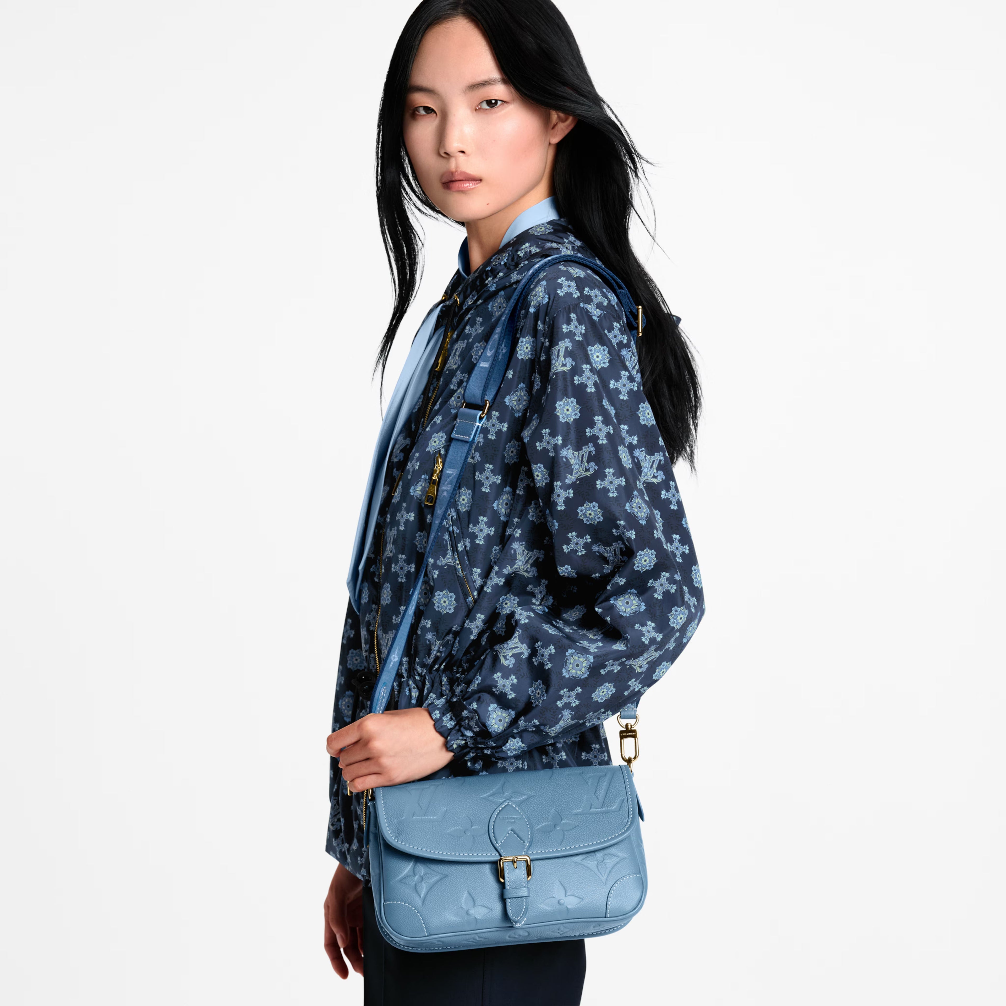 Diane Monogram Empreinte Leather Blue Jean Gold-Toned Hardware