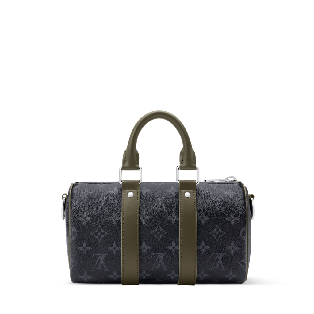 Keepall Bandoulière 25 Monogram Eclipse Canvas Khaki Green Ruthenium Hardware