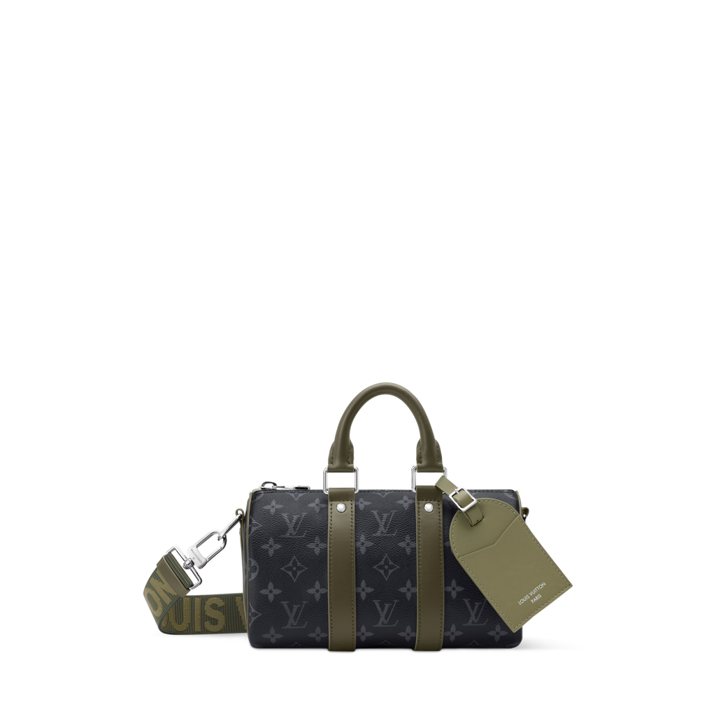 Keepall Bandoulière 25 Monogram Eclipse Canvas Khaki Green Ruthenium Hardware