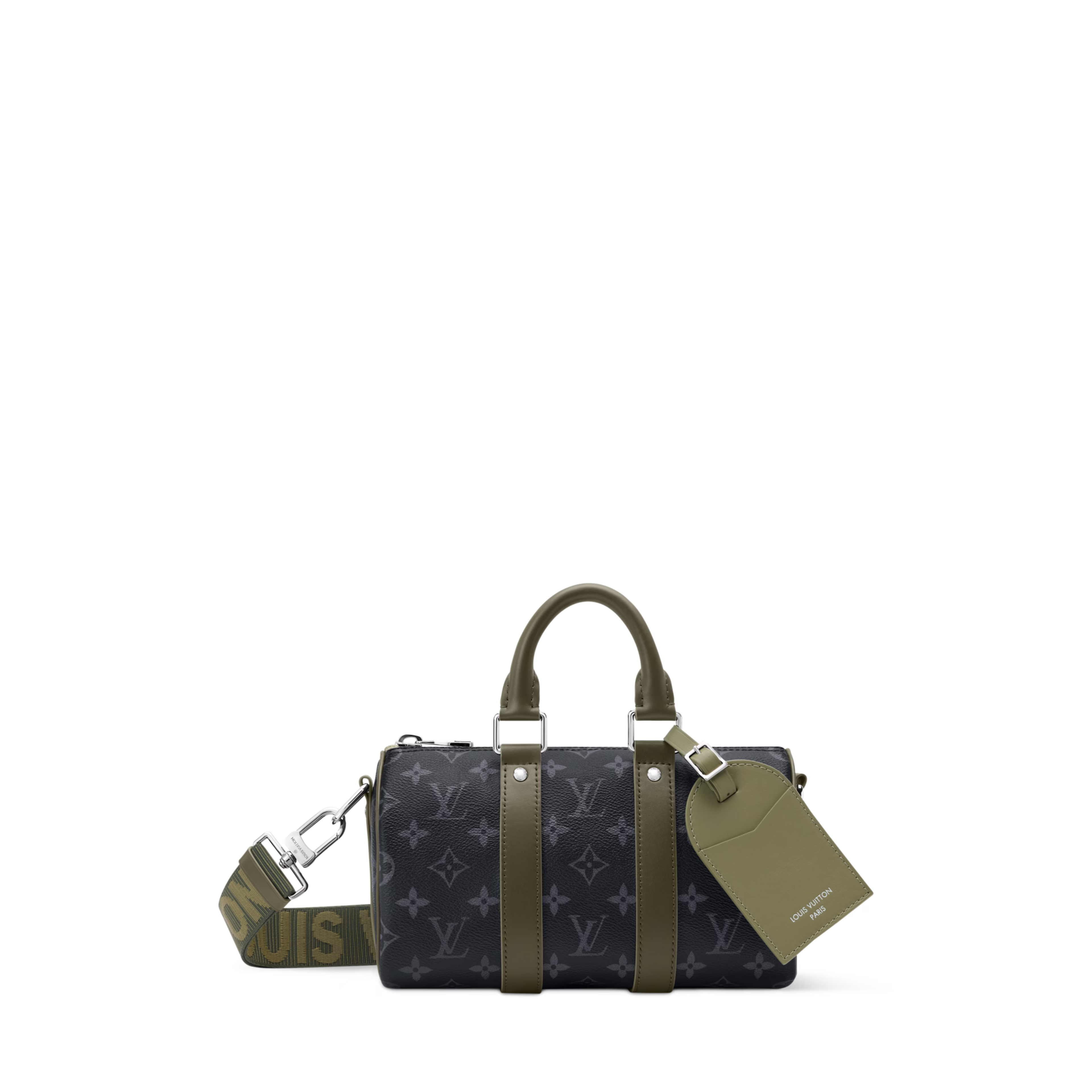 Keepall Bandoulière 25 Monogram Eclipse Canvas Khaki Green Ruthenium Hardware