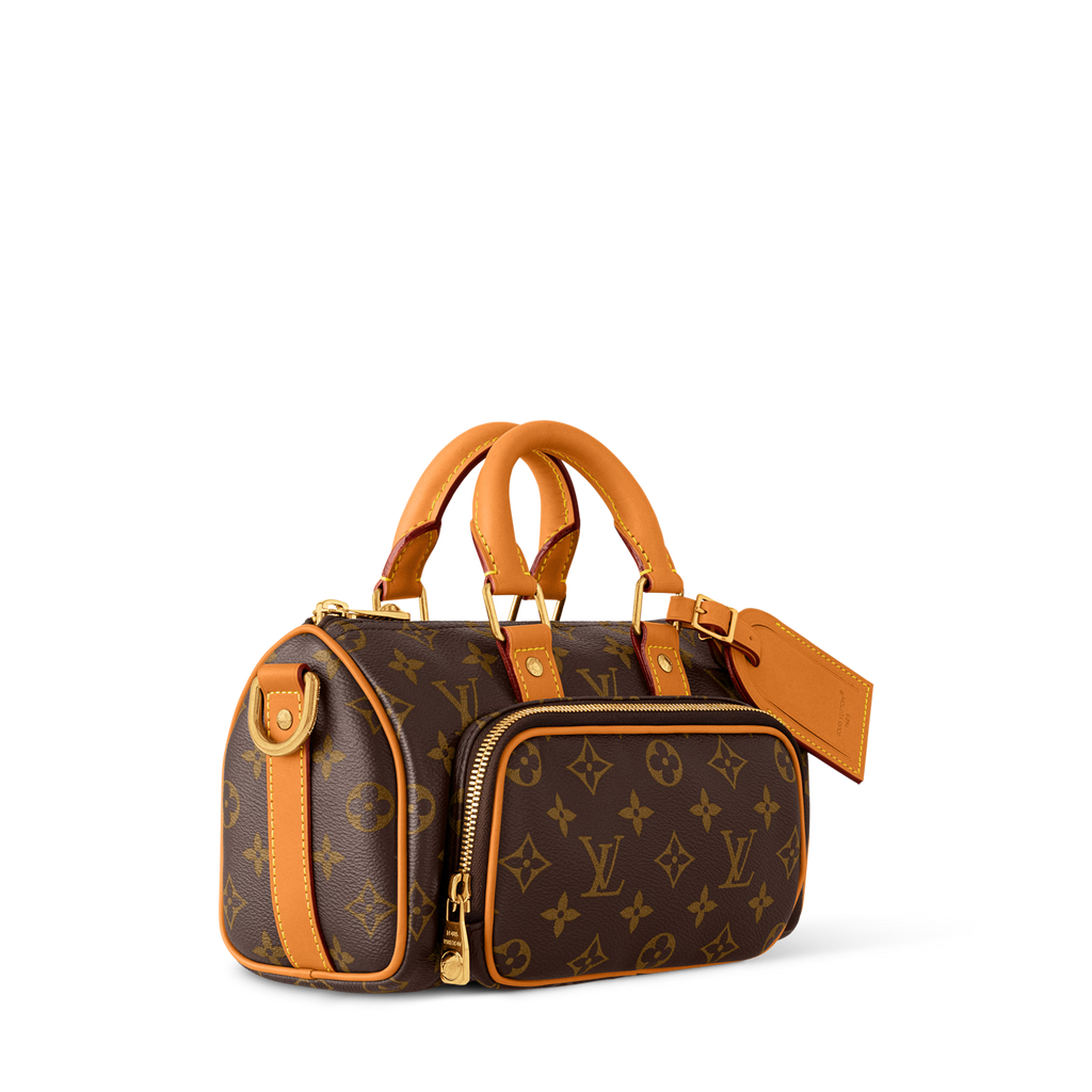 Keepall 25 Cargo Monogram Canvas Aged Cowhide Trim Gold-Toned Hardware