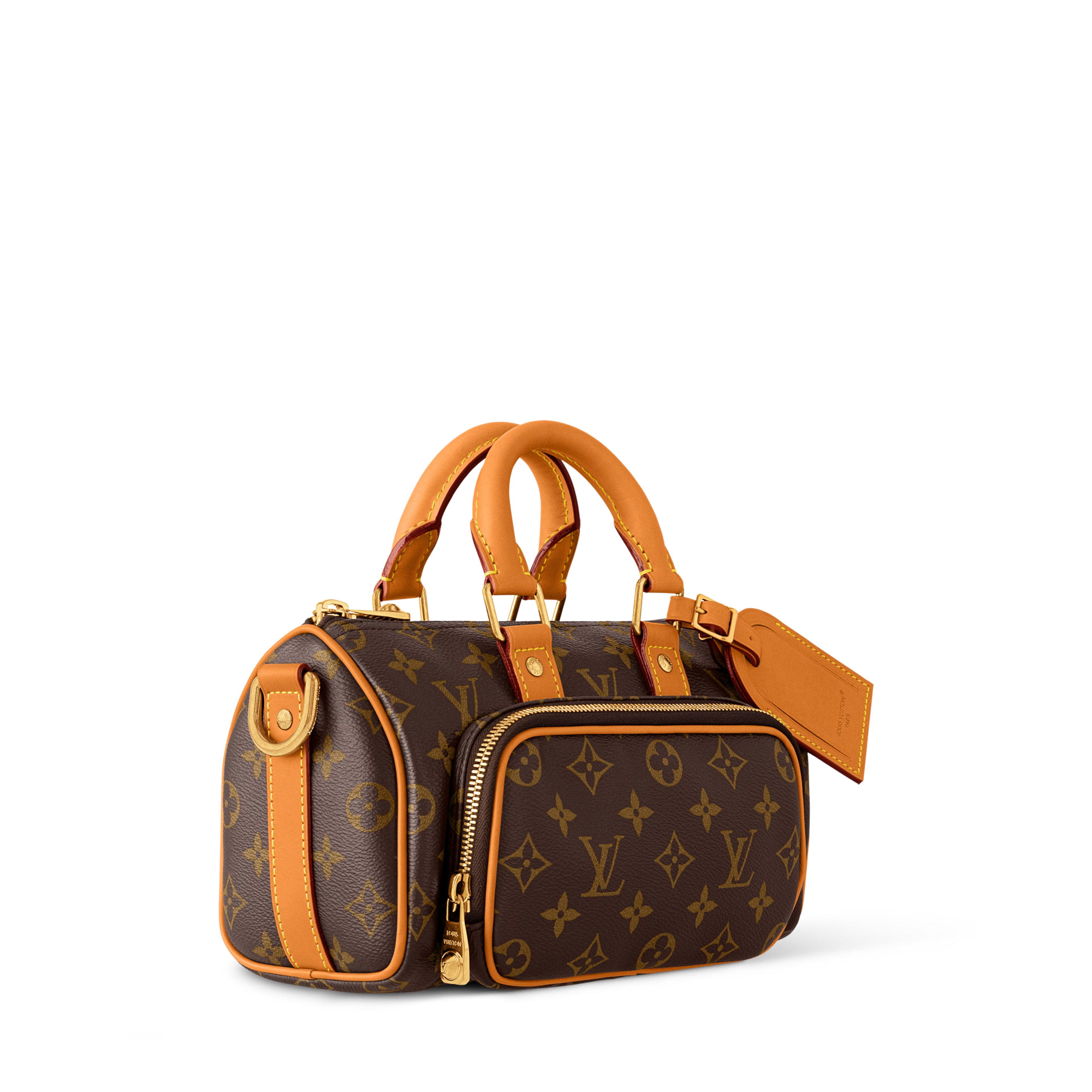 Keepall 25 Cargo Monogram Canvas Aged Cowhide Trim Gold-Toned Hardware