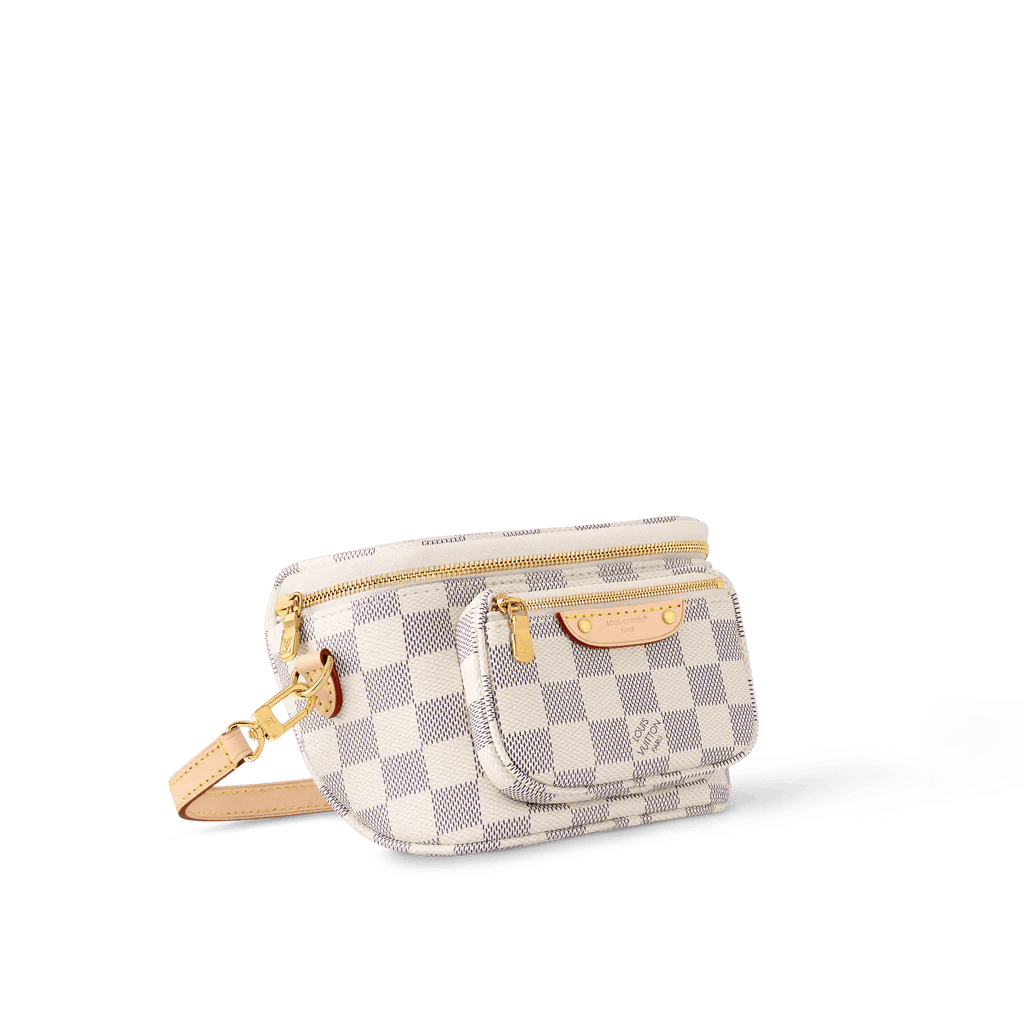 Mini Bumbag Damier Azur Coated Canvas Gold-Toned Hardware