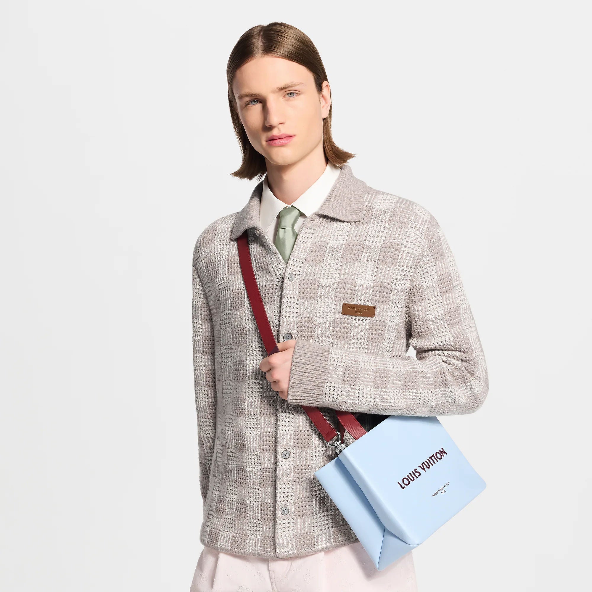 Mini Shopper Tote Calfskin Leather Frost Blue Silver-Toned Hardware