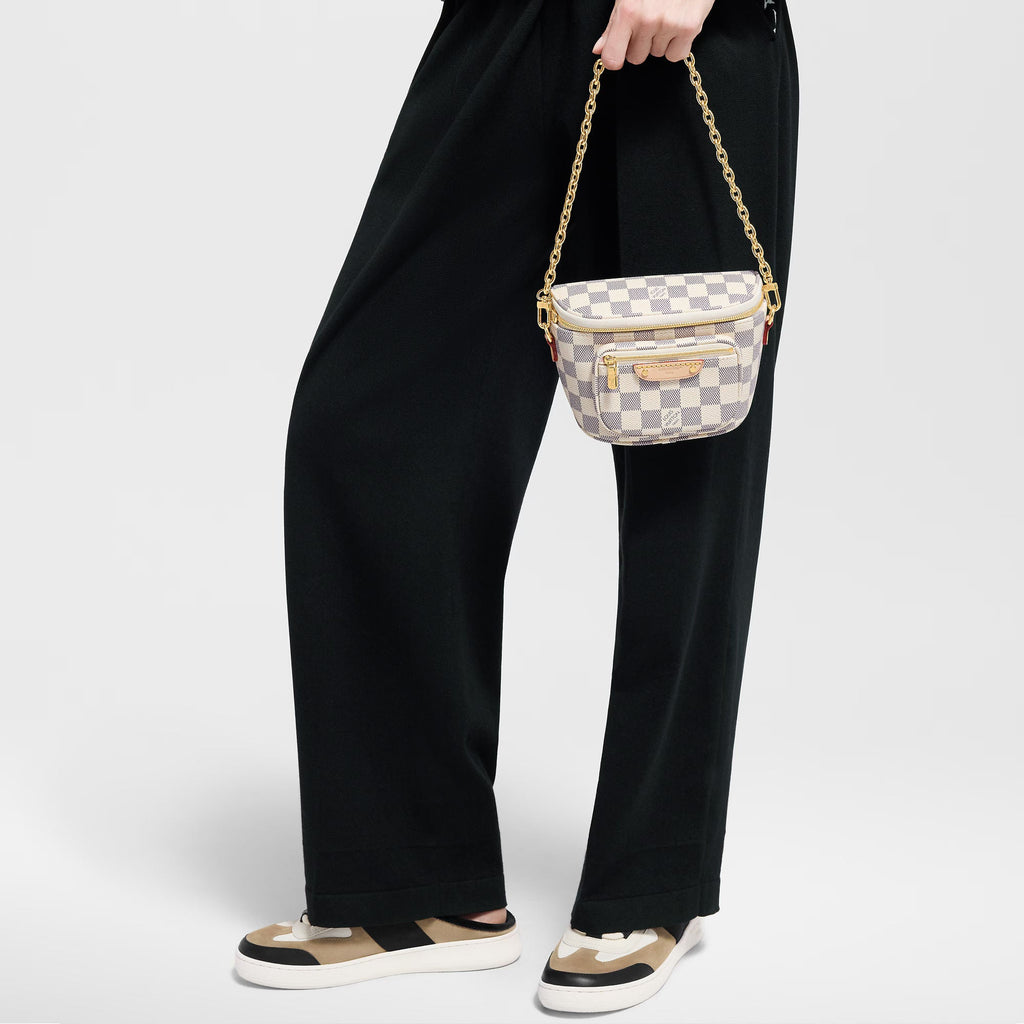 Mini Bumbag Damier Azur Coated Canvas Gold-Toned Hardware