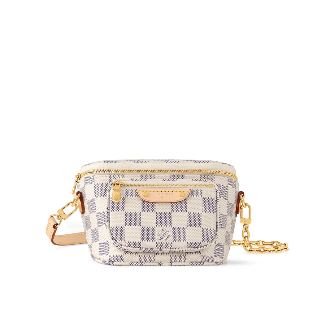 Mini Bumbag Damier Azur Coated Canvas Gold-Toned Hardware