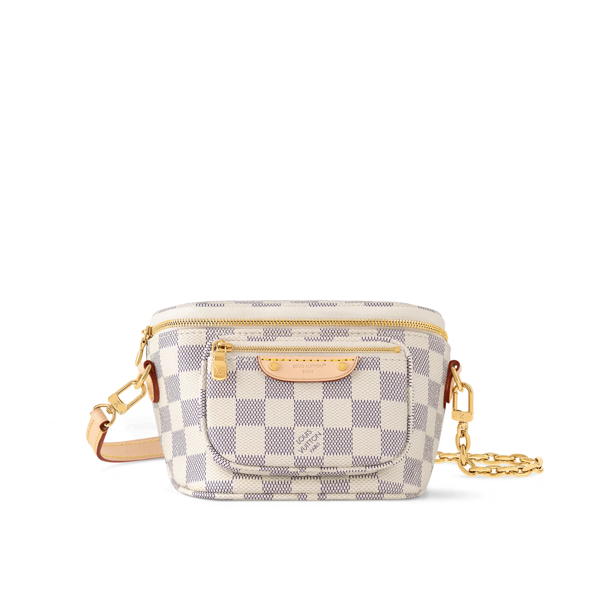 Mini Bumbag Damier Azur Coated Canvas Gold-Toned Hardware