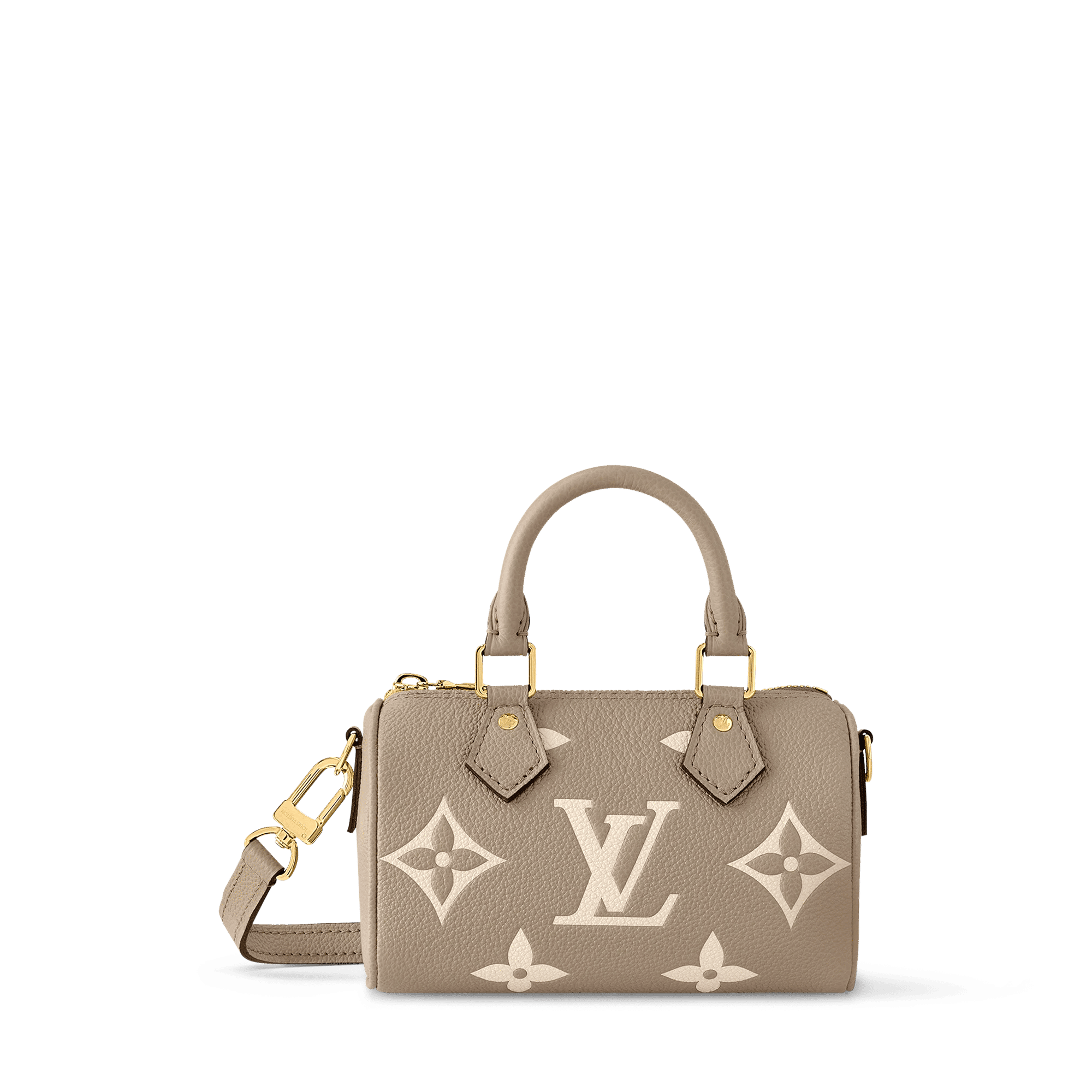 Nano Speedy Monogram Empreinte Leather Dove Cream Gold-Toned Hardware