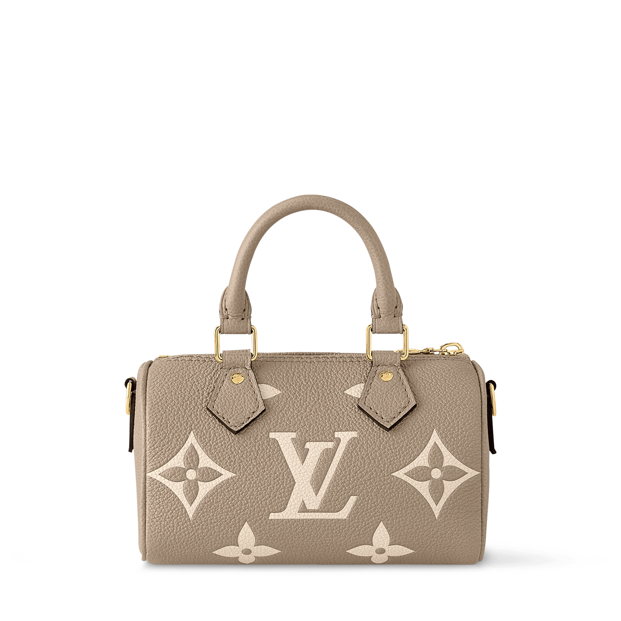 Nano Speedy Monogram Empreinte Leather Dove Cream Gold-Toned Hardware