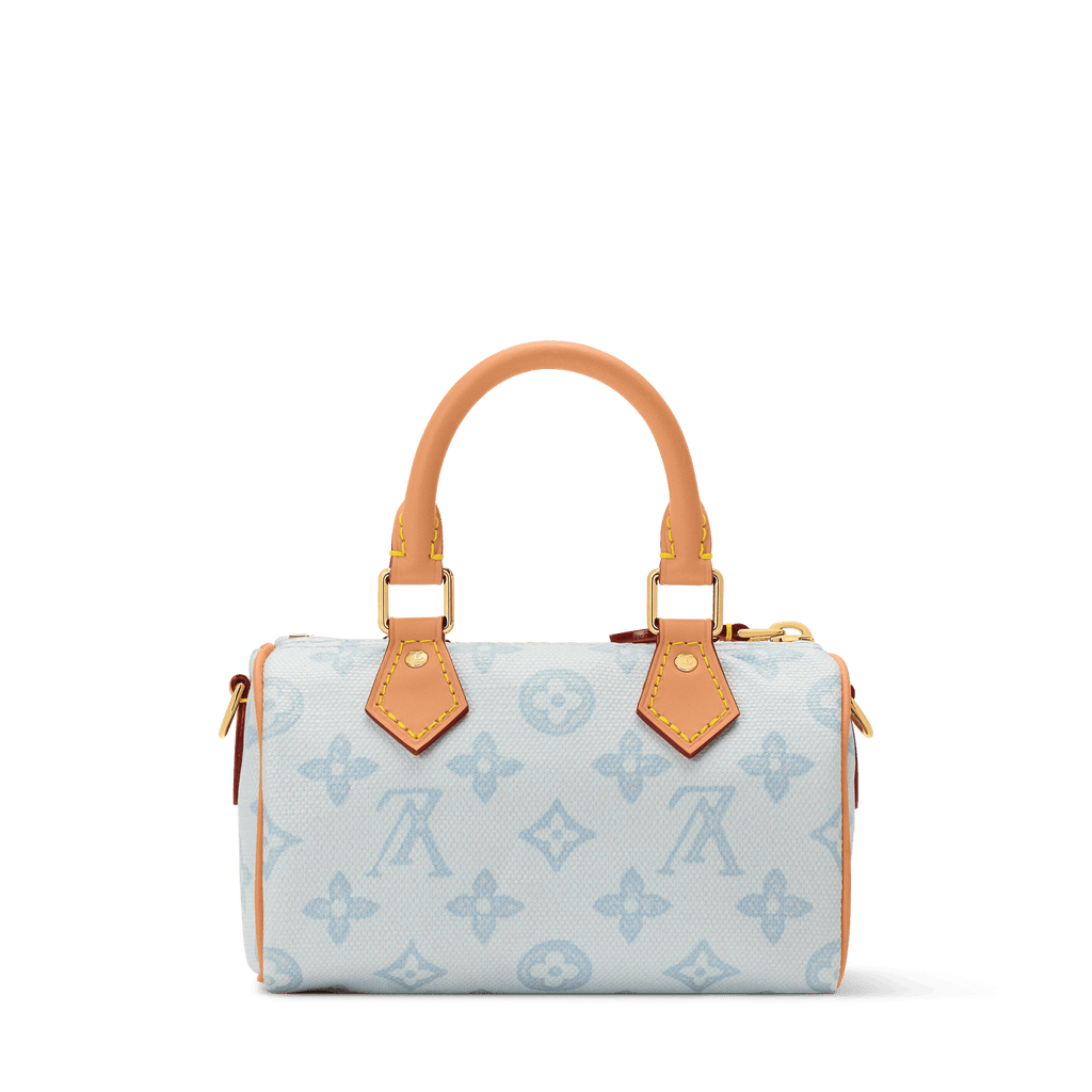 Nano Speedy Monogram Origine Canvas Bleu Courrier Gold-Toned Hardware