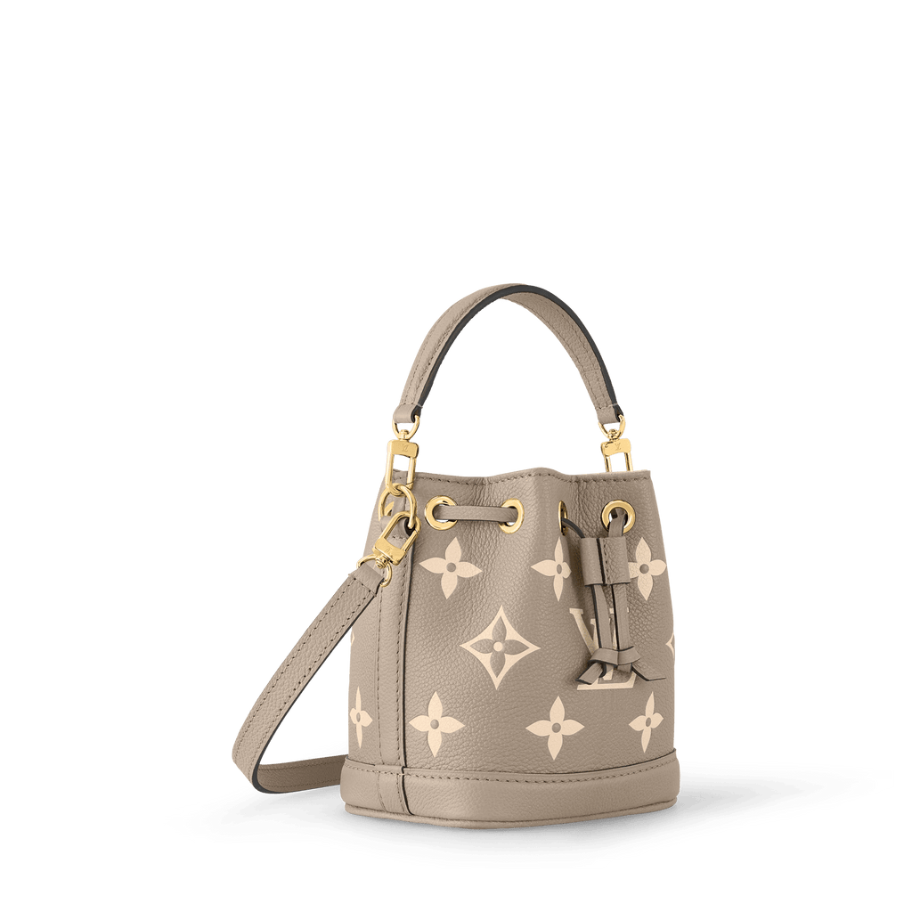 Nano Noé Bicolor Monogram Empreinte Leather Tourterelle Gray Gold-Toned Hardware
