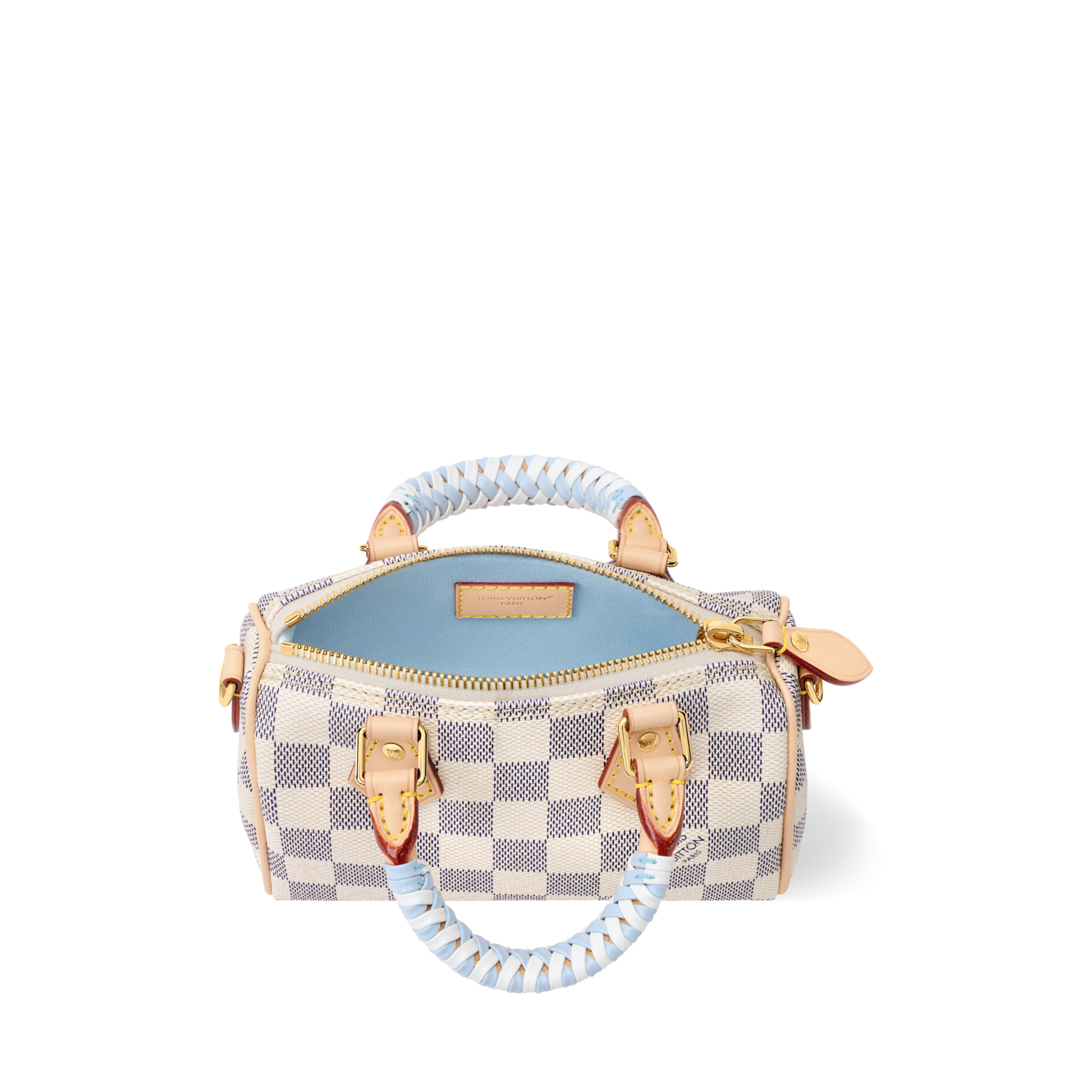 Nano Speedy Damier Azur Coated Canvas Gold-Toned Hardware